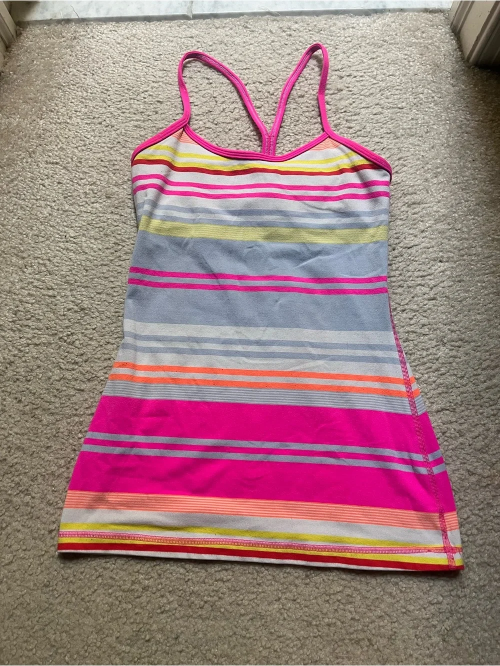 lululemon athletica Striped Racerback Tank Top in Pink, Gray, Orange, Yellow